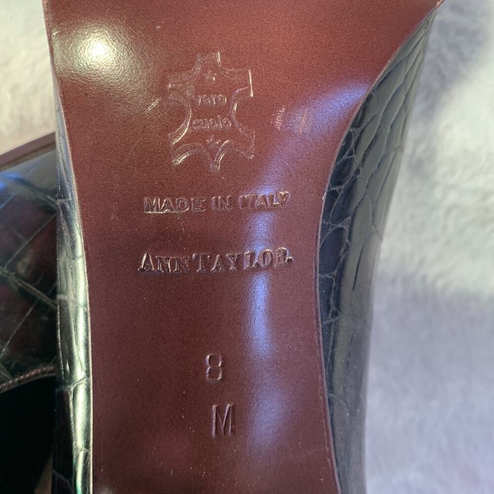 Ann Taylor Dark Brown Print Calf Pumps 8 - Picture 12 of 14